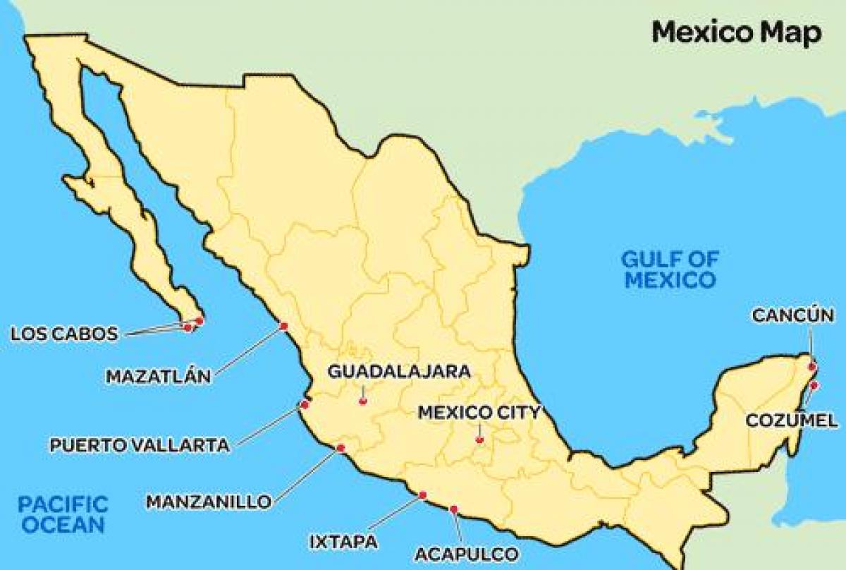 đơn giản bản đồ của Mexico