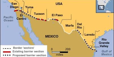 Bản đồ của biên giới mexico
