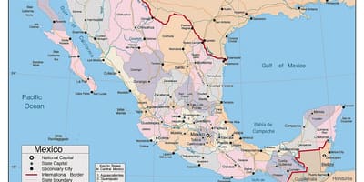 Mexico bản đồ với các thành phố lớn