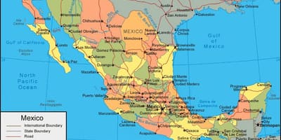 Phía tây Mexico bản đồ