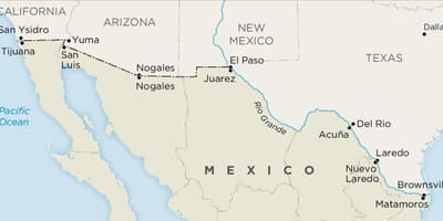 Chúng tôi và biên giới Mexico bản đồ