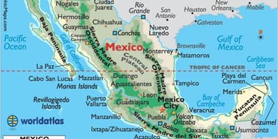 Mexico núi bản đồ