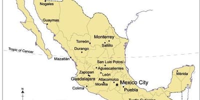 Bản đồ của các thành phố lớn ở Mexico