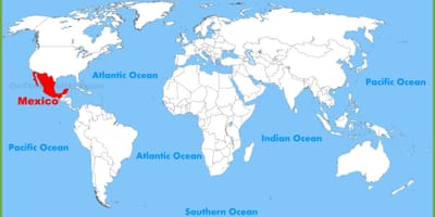 Bản đồ thế giới với Mexico
