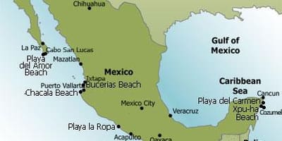 Đông bờ biển Mexico bản đồ