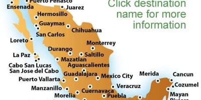 Khu nghỉ mát ở Mexico bản đồ