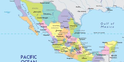 Khu vực của Mexico bản đồ