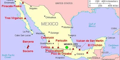 Bản đồ của Mexico núi lửa