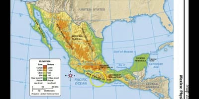 Mexico bản đồ vật lý năng